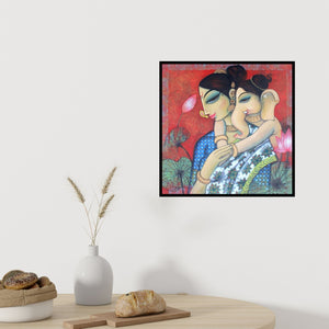 In-situ view of Varsha Kharatamal's 'Bal Ganesh (Mother's Love)' painting in a room