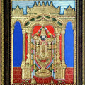 Religious tribal painting titled 'Balaji Tanjore Painting II', 20x16 inches, by artist VANI VIJAY on Wood