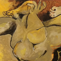 Balancing A Disbalance' contemporary acrylic painting by artist Rasana Bhardwaj, 36x72 inch, on canvas