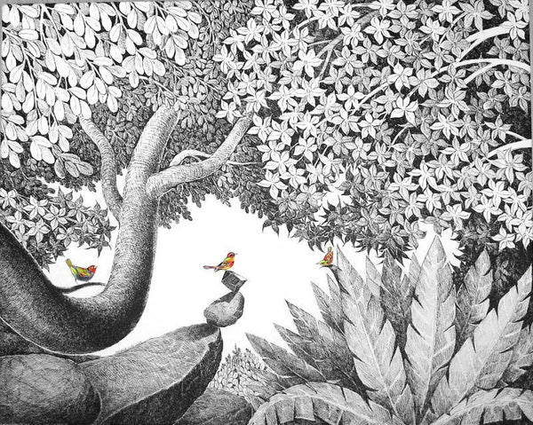 Balancing Under The Tree Painting by Umakant Kanade | ArtZolo.com