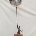 Ballon With Girl' figurative Brass, Metal sculpture by artist Rohan Sonavane, 35x7 inch, on brass, metal