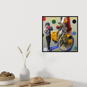 In-situ view of Manohar Rathod's 'Balloon Seller 3 (Street Scene with Child and Balloon Seller)' painting in a room