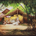 Bamboo Backyard 2' landscape oil painting by artist Sriram Chinnadurai, 24x36 inch, on canvas