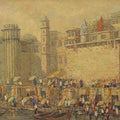 Cityscape oil painting titled 'Banaras 10', 30x40 inches, by artist Yashwant Shirwadkar on Canvas