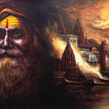 Banaras' religious acrylic painting by artist Palash Halder, 36x60 inch, on canvas