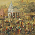 Cityscape oil painting titled 'Banaras 7', 24x24 inches, by artist Yashwant Shirwadkar on Canvas