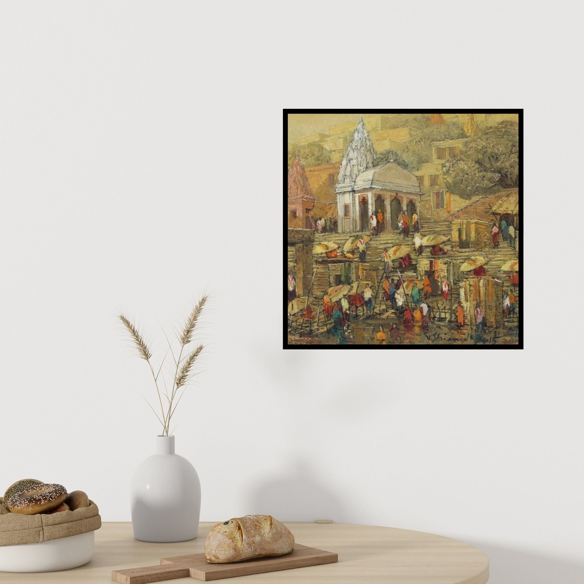 In-situ view of Yashwant Shirwadkar's 'Banaras 7 (Ganges Reverie)' painting in a room