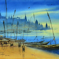 Nature watercolor painting titled 'Banaras Ganga Ghat 11', 22x30 inches, by artist Ganesh Hire on Paper
