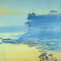 Nature watercolor painting titled 'Banaras Ganga Ghat 15', 45x22 inches, by artist Ganesh Hire on Paper
