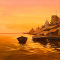Banaras Ghat 1' religious acrylic painting by artist Vinayak Potdar, 30x42 inch, on canvas