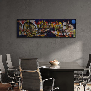 In-situ view of Anupam Pal's 'Banaras Ghat 11 (Celestial Confluence)' painting in a room