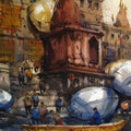Banaras Ghat 2' religious watercolor painting by artist Subrata Malakar, 30x22 inch, on paper