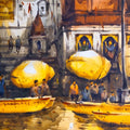 Banaras Ghat 3' religious watercolor painting by artist Subrata Malakar, 22x30 inch, on paper