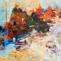 Religious oil painting titled 'Banaras Ghat 5', 24x36 inch, by artist Anand Narain on Canvas