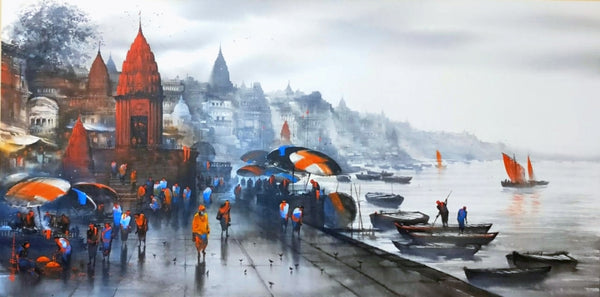 Banaras Ghat 53 by Ashif Hossain | ArtZolo.com