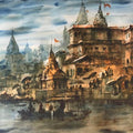 Cityscape watercolor painting titled 'Banaras Ghat 54', 22x30 inches, by artist Sandeep Chhatraband on Paper