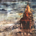 Cityscape watercolor painting titled 'Banaras Ghat 56', 22x30 inches, by artist Sandeep Chhatraband on Paper