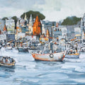 Religious acrylic painting titled 'Banaras Ghat', 36x54 inches, by artist Satyajeet Varekar on Canvas
