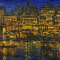 Banaras Ghat At Night painting by Sandeep Chhatraband