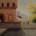 Cityscape acrylic painting titled 'Banaras Ghats', 36x60 inches, by artist Basavaraj Nalakar on Canvas