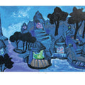 Cityscape serigraphs painting titled 'Banaras In Moonlight', 30x40 inches, by artist Manu Parekh on Paper
