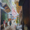 Cityscape oil painting titled 'Banaras Morning', 43x35 inches, by artist Rishikesh Vishwakarma on Canvas