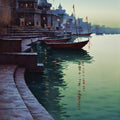 'Banaras Series 15' religious acrylic painting by artist Siddharth Gavade, 36x22 inch, on canvas