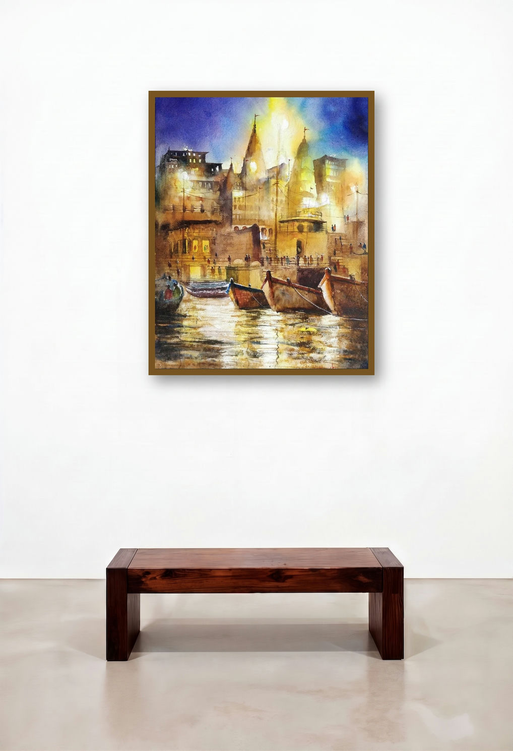 Banars Beauty (Varanasi Night) by artist Sanjay Dhawale displayed in a Art Deco Family Room