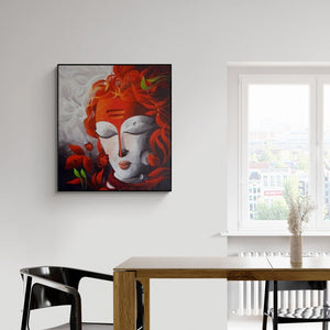 Dhananjay Mukherjee's 'Bandevta 3 (Shiva)' Painting visualized above a sofa in a contemporary room