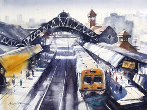 Cityscape watercolor painting titled 'Bandra', 22x30 inches, by artist Ananta Mandal on Paper