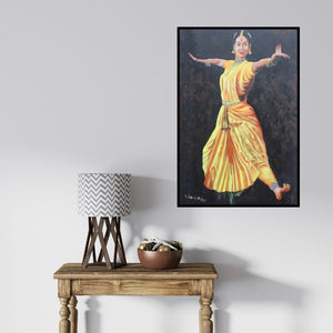 In-situ view of Vignesh Kumar's 'Barathanatyam' painting in a room