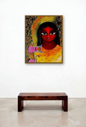 Basanti Viii (Kindred Spirits) by artist Meenakshi Jha Banerjee displayed in a Urban Loft Foyer