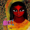 Figurative acrylic painting titled 'Basanti VIII', 25x27 inches, by artist Meenakshi Jha Banerjee on Canvas