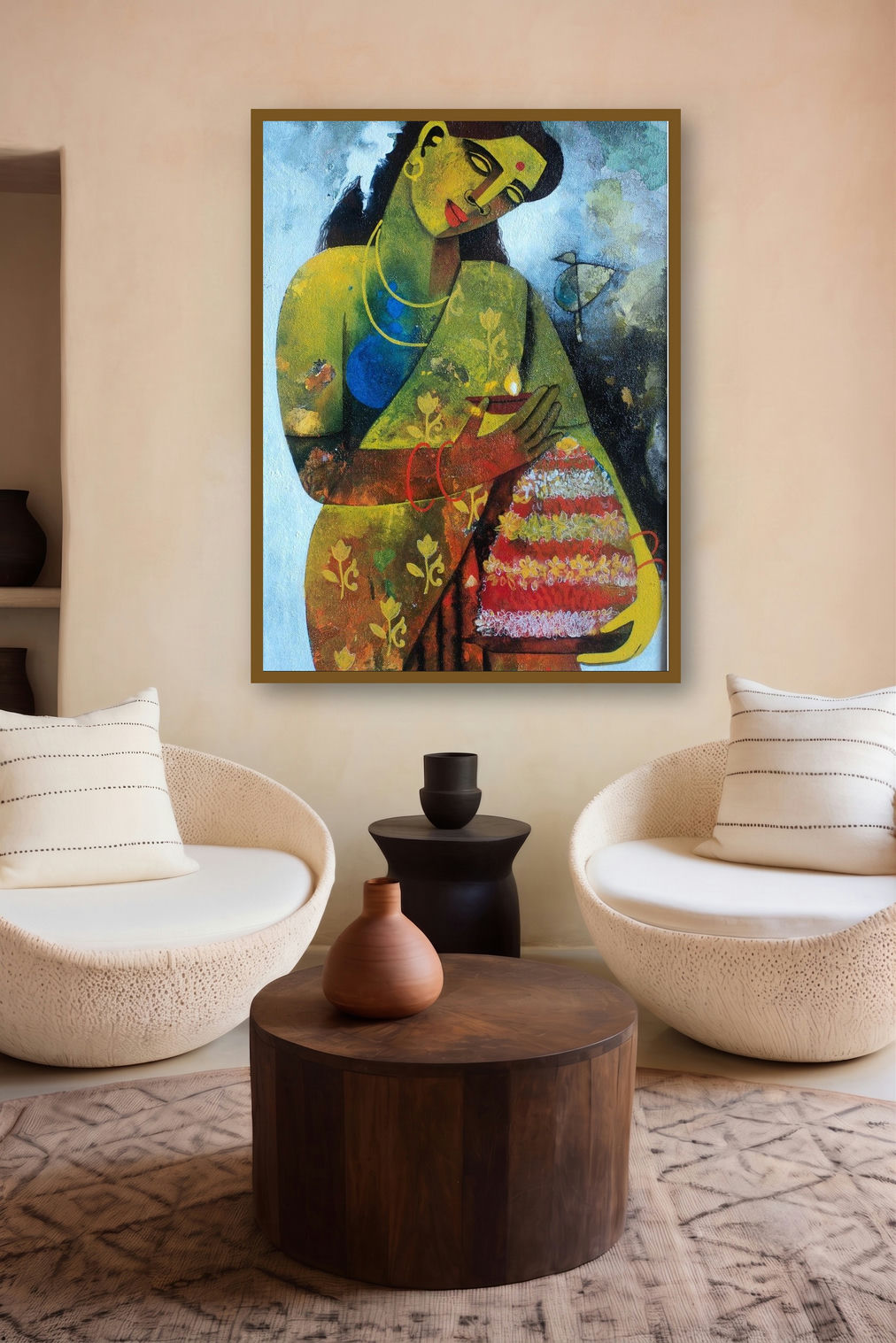 Bathukamma by artist Appam Raghavendra displayed in a Contemporary gallery