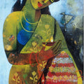 Figurative acrylic painting titled 'Bathukamma', 20x15 inches, by artist Appam Raghavendra on Canvas