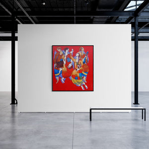 In-situ view of Sekhar Roy's 'Baul 2' painting in a room