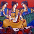 Figurative acrylic painting titled 'Baul 7', 36x60 inches, by artist Sekhar Roy on Canvas