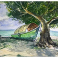 Landscape watercolor painting titled 'Beach', 10x14 inches, by artist KS Farvez on Paper