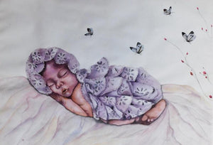 Beautiful Dream by Pranita Das, Original Watercolor Figurative Painting on Paper, Small Horizontal Wall Art