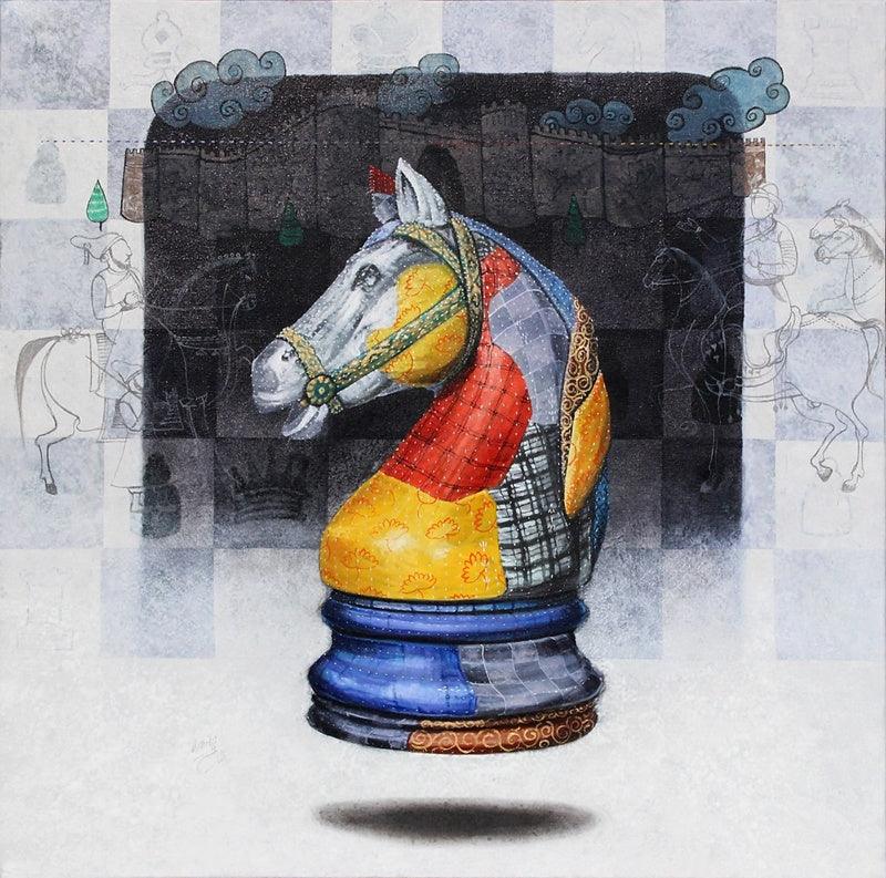 Figurative acrylic charcoal painting titled 'Beautiful Memory 7', 36x36 inches, by artist Ramchandra Kharatmal on Paper