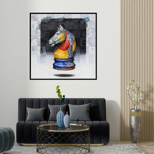 Ramchandra Kharatmal's 'Beautiful Memory 7' painting visualized above a sofa in a contemporary room.