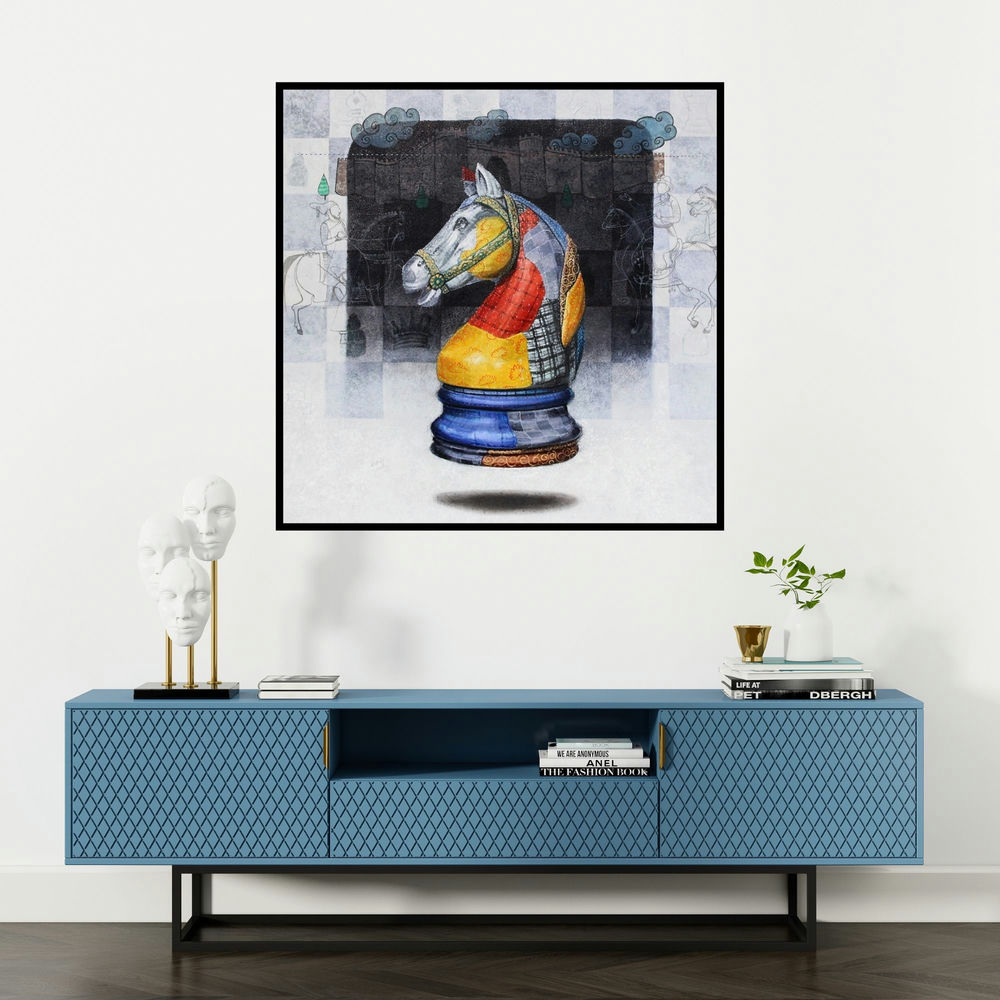 'Beautiful Memory 7' painting by Ramchandra Kharatmal shown on a wall in a furnished room.