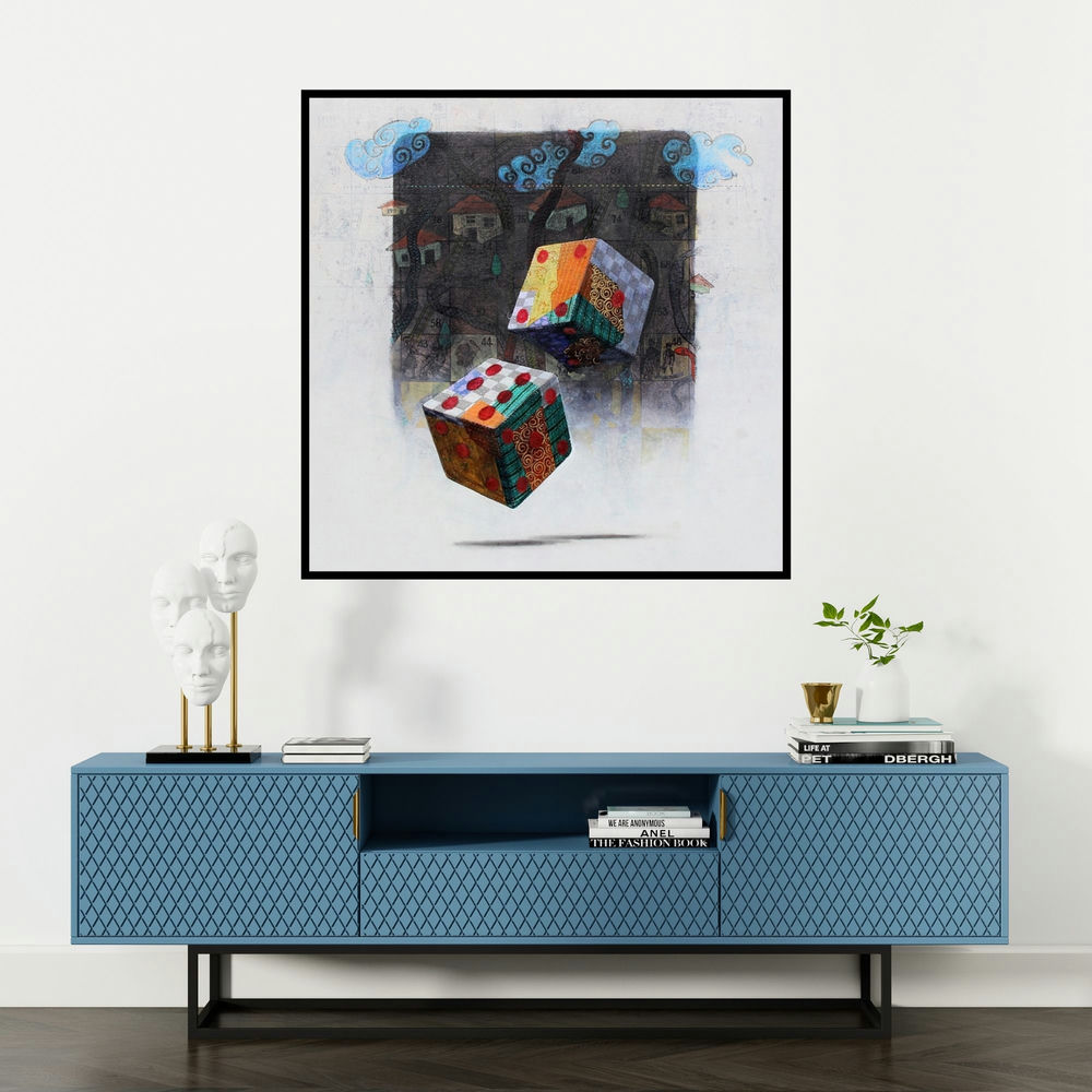 'Beautiful Memory 9' painting by Ramchandra Kharatmal shown on a wall in a furnished room.