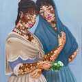 'Beautiful Vitiligo Ladies' figurative oil painting by artist Ganiyat Abdulazeez, 48x36 inch, on canvas