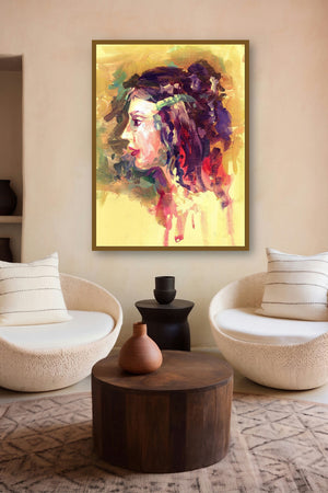 Beauty 02 (Contemplative Gaze) by artist Raviraj Kumbhar displayed in a Museum Style gallery
