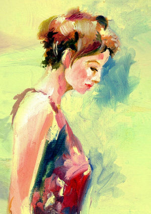 Beauty 05 by Raviraj Kumbhar, Print Acrylic Figurative Painting on Canvas, X-Small Vertical Wall Art