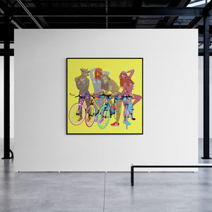 In-situ view of Bandana Kumari's 'Beauty (Goddesses on Wheels)' painting in a room