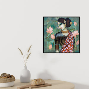 In-situ view of Varsha Kharatamal's 'Beauty' painting in a room