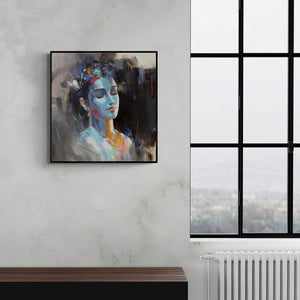In-situ view of Niladri Paul's 'Beauty' painting in a room