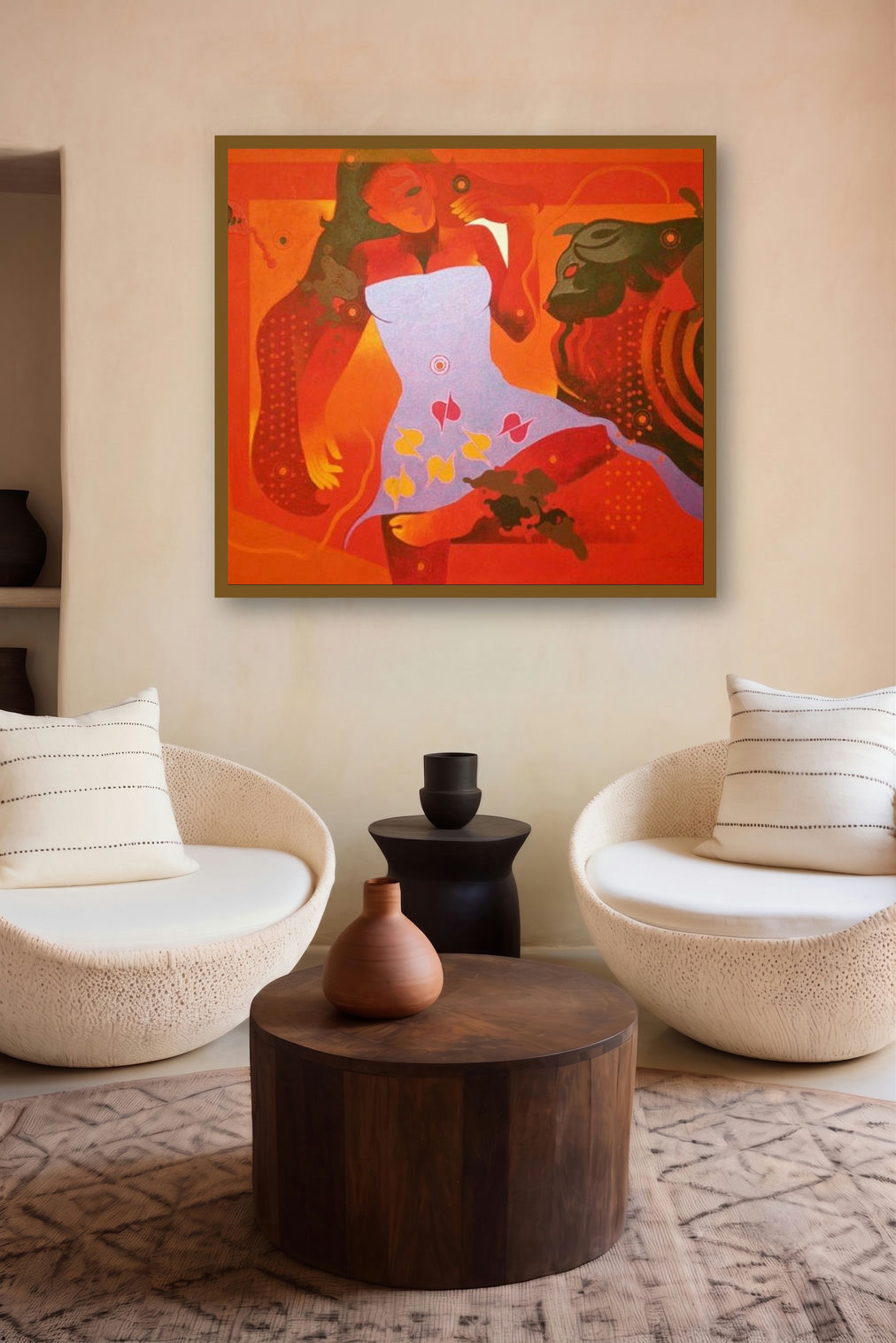 Beauty Beast Ii (Beauty and Beast II) by artist Ranjit Singh displayed in a Indian Art gallery